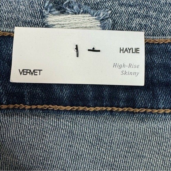 Vervet by Flying Monkey Haylie High Rise Acid Wash Distressed Ripped Knee Jeans - Picture 4 of 9